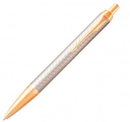 Ручка шариковая PARKER "IM Premium Warm Silver GT", корпус серебристый матовый с гравировкой, позолоченные детали, синяя, 1931687