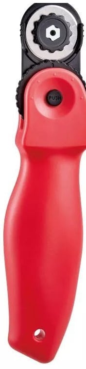 Нож роликовый Kw-Trio 03806PINK, диаметр лезвия 28 мм, выдвижное лезвие пластик красный, блистер