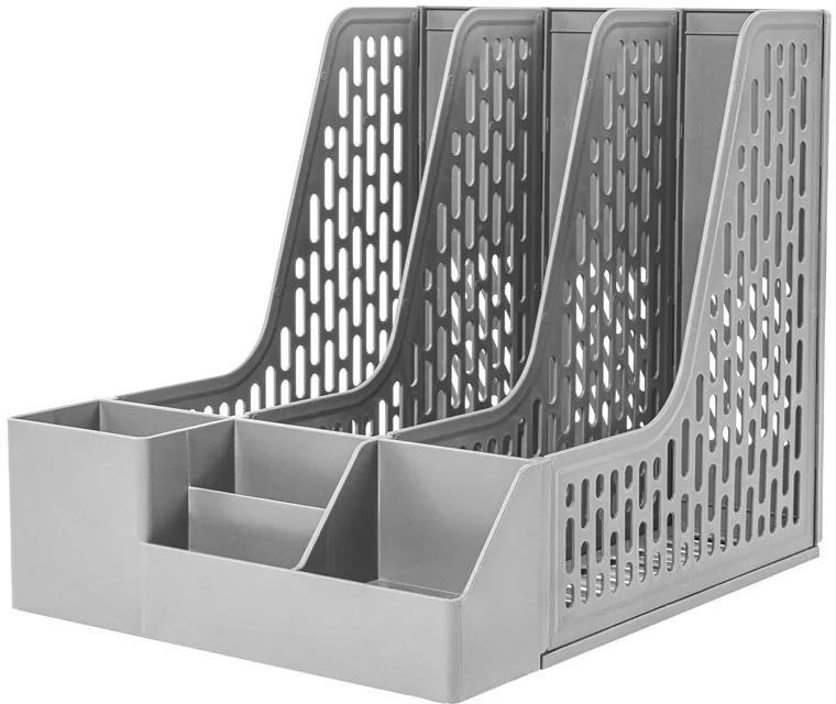 Лоток вертикальный Deli E9847 GREY 3отд. сборный для бумаг 253x320x275мм серый пластик пластиковый пакет