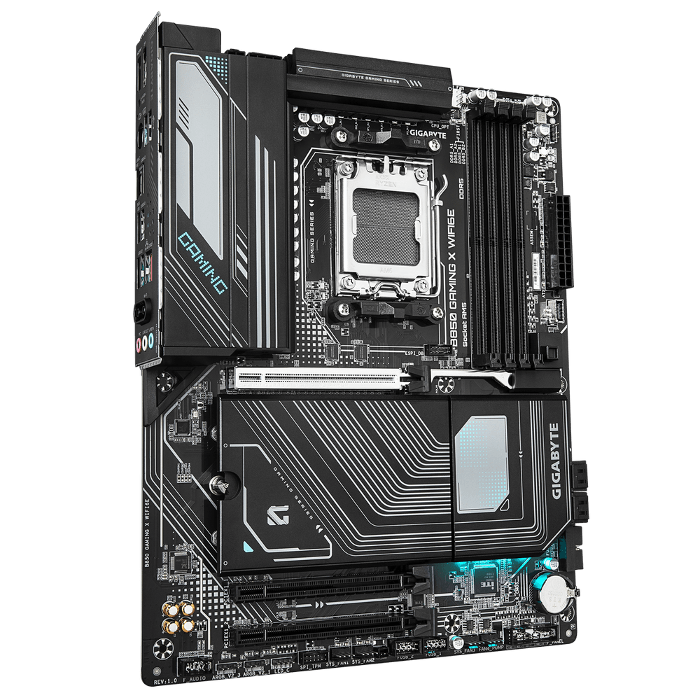 Материнская плата Gigabyte OEM B850 GAMING X WIFI6E, Socket AM5, AMD B850, 4xDDR5-5200, HDMI+DP, 3xPCI-Ex16, 4xSATA3(RAID 0/1/10), 3xM.2, 8 Ch Audio, 1x2,5GLan, WiFi, (2+4)xUSB2.0, (5+4)xUSB3.2, (1+1)xUSB Type-C™, 1xPS/2, ATX, RTL