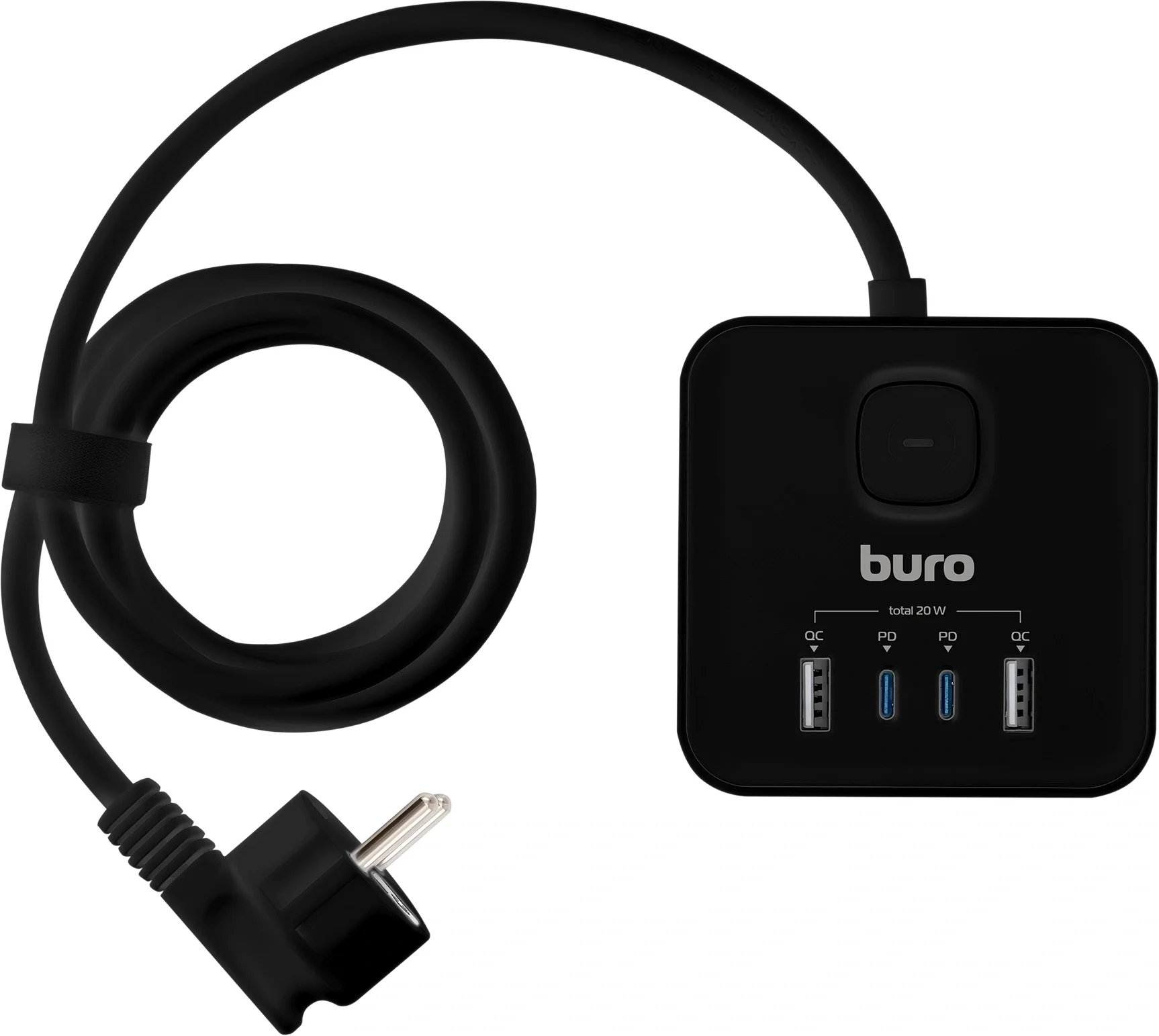Сетевой удлинитель BURO - BU-PTE4.1UC-Plus-B, 1.5 м, 16A, чёрный, BU-PTE4.1UC-PLUS-B
