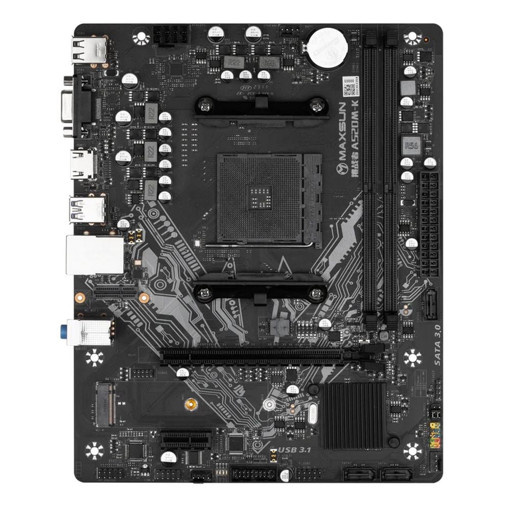 Материнская плата Maxsun Challenger A520M-K, AM4, AMD A520, 2xDDR4, 3xSATA, 1xM.2, 1xPCIe 3.0 x16, 1xPCIe 3.0 x1, 1xHDMI, 1xVGA, 1x 1Gb LAN, 2xUSB-A 3.2 Gen 1, 4xUSB-A 2.0, 3x3.5 мм, 5.1, M-ATX