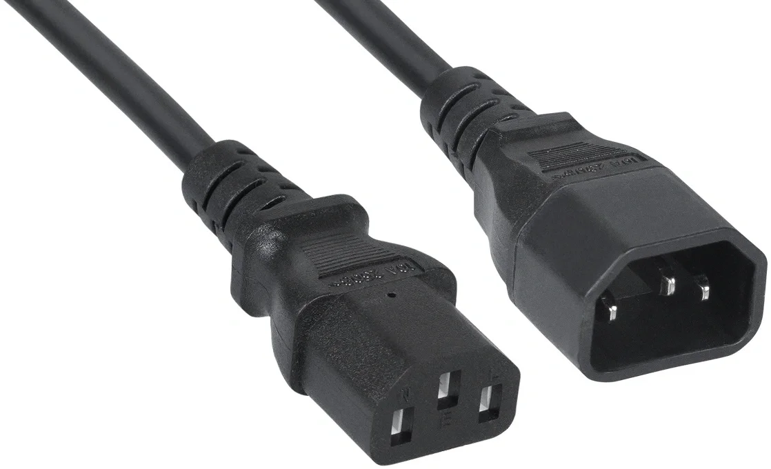 Шнур для блока питания Cabeus, IEC 320 C13, вилка IEC 60320 С14, 3 м, 10А, количество проводов и сечении 3x0,75 мм2, цвет: черный