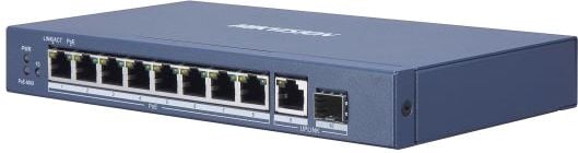 DS-3E0510P-E(B) - Коммутатор, Hikvision, DS-3E0510P-E(B), Неуправляемый, 8 x Gigabit RJ45, РоЕ 802.3af/at 110W, 1 x Gigabit RJ45, 1 x SFP, Настольный