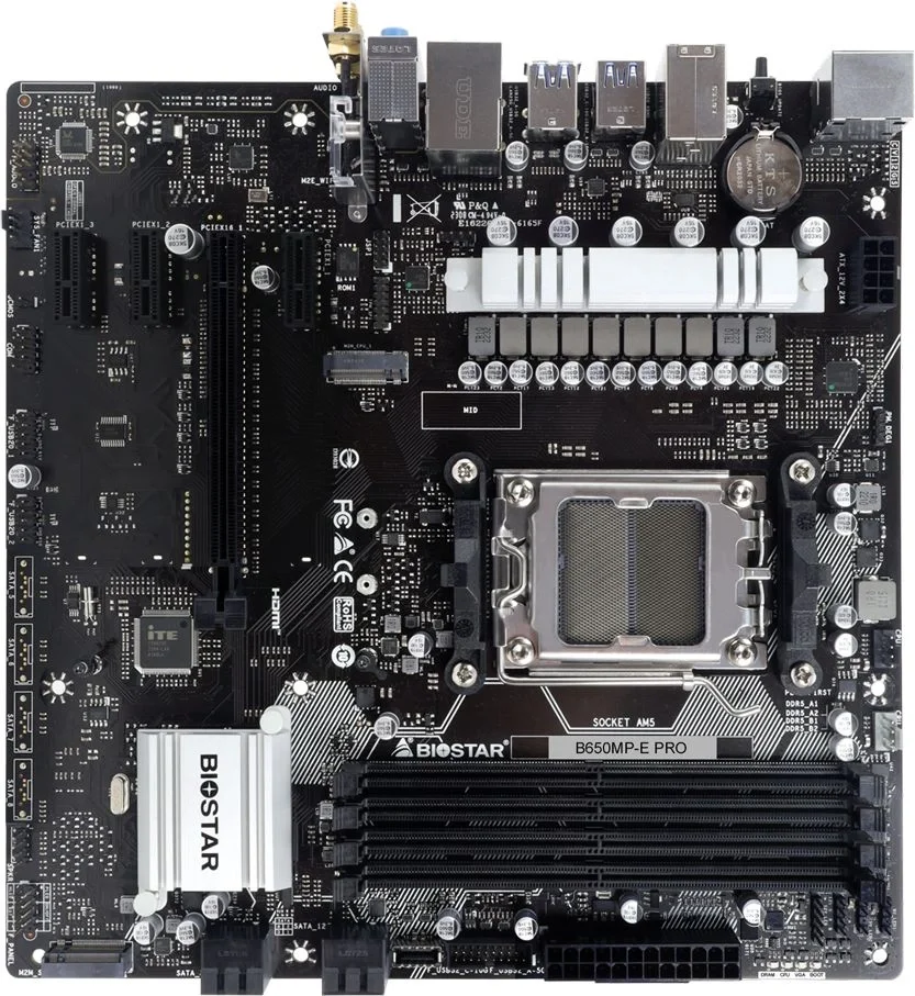 Материнская плата Biostar B650MP-E Pro Socket AM5 AMD B650 4xDDR5 mATX AC`97 8ch(7.1) 2.5Gg RAID+HDMI+DP