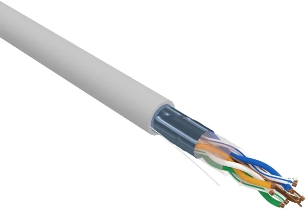 Rexant (02-0025 ) Кабель витая пара F/UTP, CAT 5e, PVC, 4х2х0,52 мм, 24AWG, внутренний, однопроволочный, серый, 305м