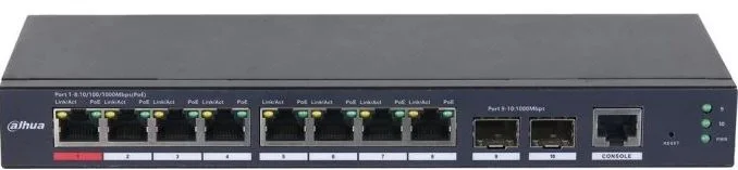 8-портовый гигабитный управляемый коммутатор с PoE, уровень L2 Порты: 1 RJ45 10/100/1000Мбит/с (PoE/PoE+/Hi-PoE; IEEE 802.3bt), 7 RJ45 10/100/1000Мбит/с (PoE/PoE+), 2 SFP 100/1000Мбит/с (uplink); мощность PoE: порт 1 до 90Вт, порты 2~8 до 30Вт