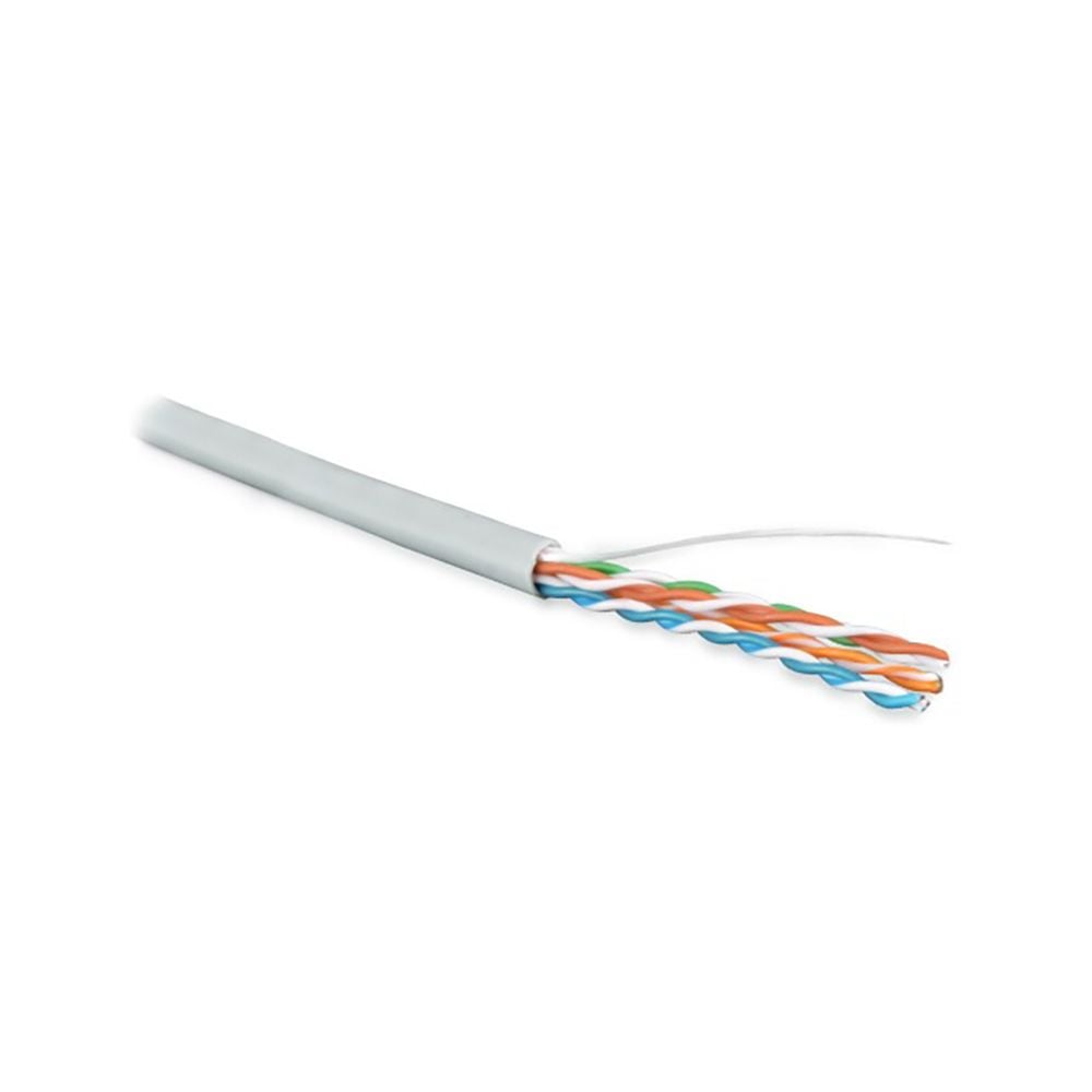 Кабель Hyperline UUTP4R-C5E-S24-IN-LSZH-GY-100 (100м) витая пара, неэкранированный U/UTP, категория 5е, 4 пары 24 AWG, 4х2х0,51 мм, однопроволочные жилы, LSZH, нг(А)-HF, внутренний -40°C – +75°C, серый, системная гарантия 25 лет