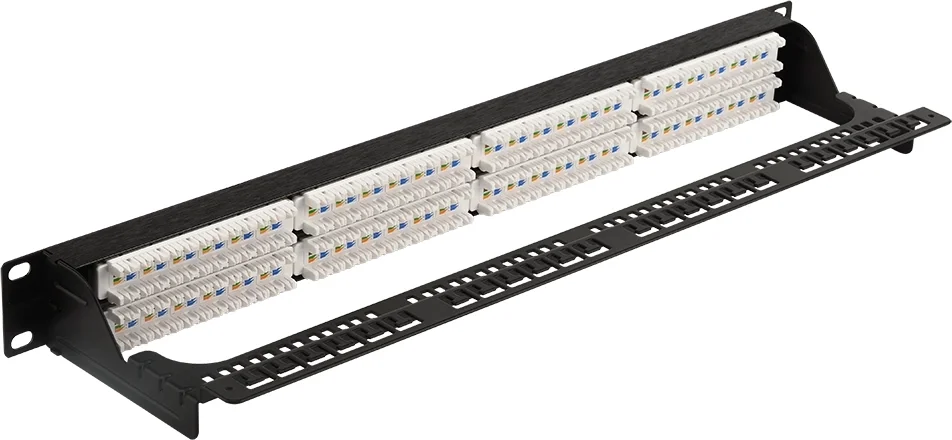 Патч-панель LANMASTER - LAN-PPC, 48-ports, кат. 5e, UTP, RJ-45, IDC Dual, 1U, 1 Гб/с, цвет тёмно-серый, LAN-PPC48U5E