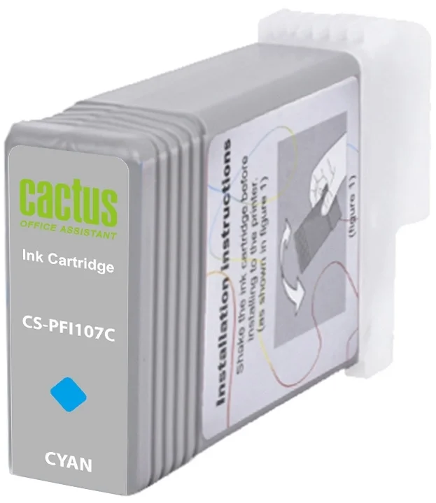 Картридж струйный Cactus CS-PFI107C PFI-107 C синий (130мл) для Canon IP iPF670/iPF680/iPF685/iPF770/iPF780/iPF785/ с чипом