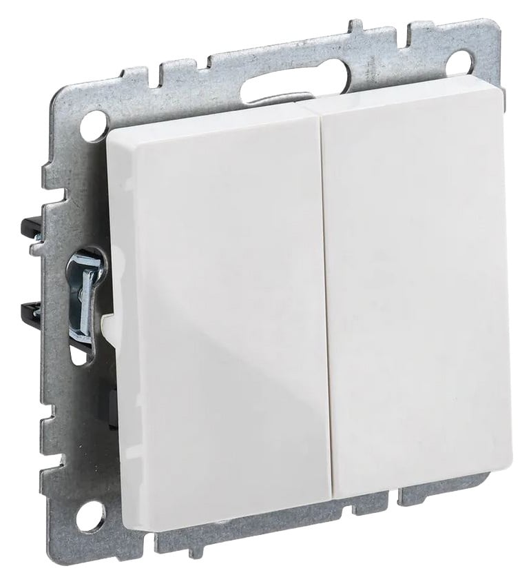 Выключатель IEK BR-V20-0-10-K01, 2-клавишный, скрытый, IP20, белый