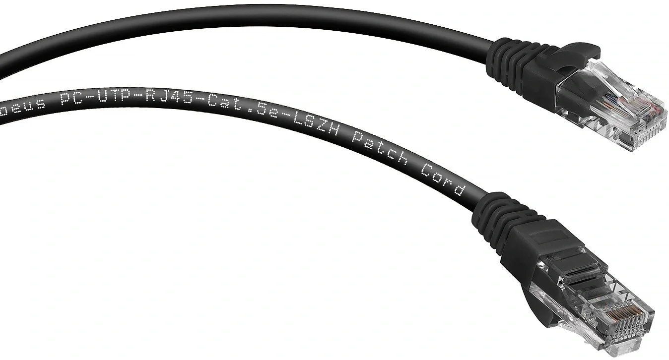 Патч-корд Cabeus PC-UTP-RJ45-Cat.5e-3m-BK-LSZH, U/UTP, Cat.5e, 3м, LSZH