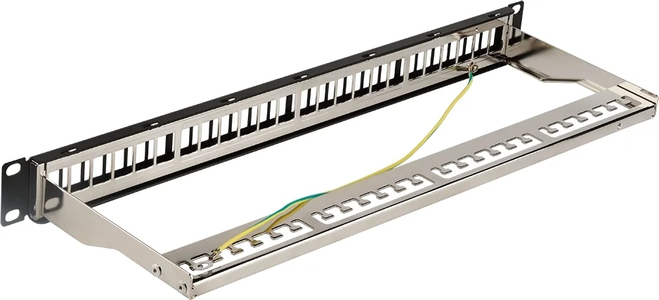 Патч-панель LANMASTER - PPN24OK, 24-ports, STP, Пустые шторки, без модулей (для Keystone), 1U, LAN-PPN24OK-STP