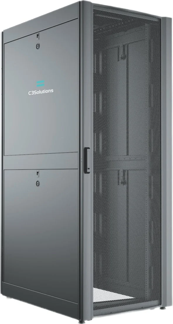 Шкаф серверный C3 Solutions (C3.RF2401) напольный 24U 600x1050 мм пер. дв. перфор. 2 бок. пан. направл. под закл. гайки 1500 кг черный 1182 мм металл