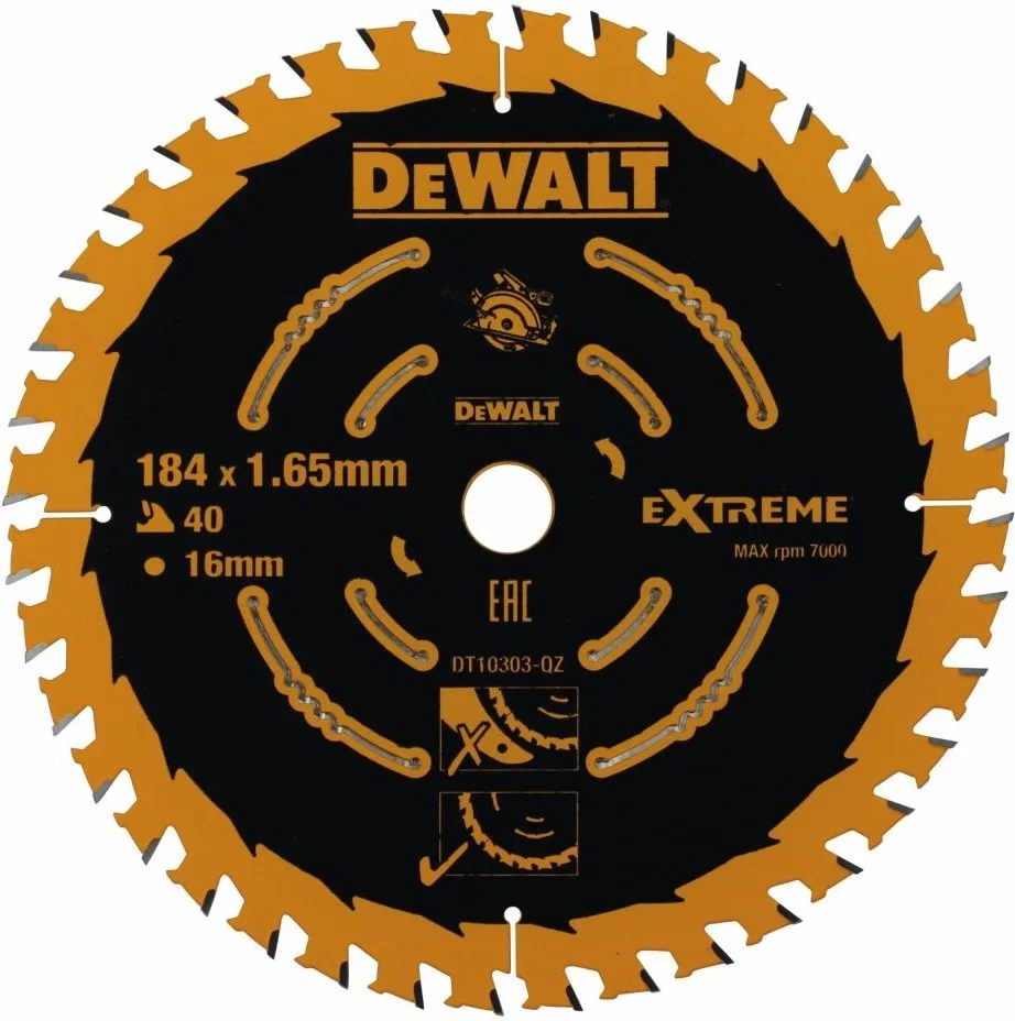 Круг пильный твердосплавный DeWalt DT10303-QZ по дереву EXTREME DeWalt® 184/16 1.65 40 WZ +18°