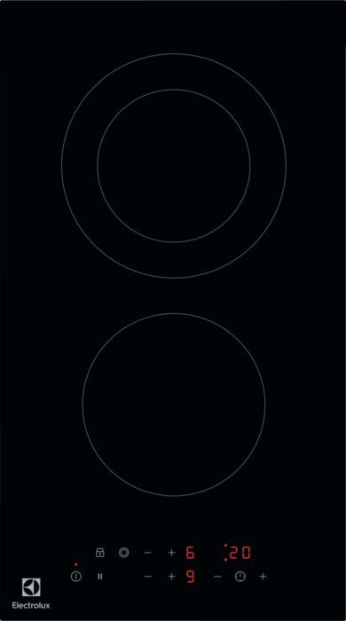 Домино ELECTROLUX/ Электрическая стеклокерамическая варочная поверхность, цвет: Черный, таймер для каждой зоны нагрева, без рамки