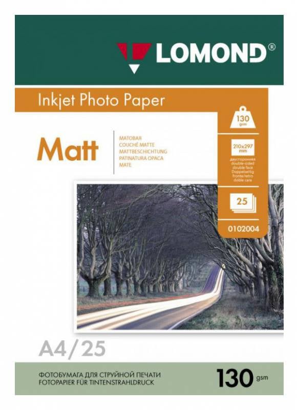 Фотобумага Lomond 0102039, A4, 130 г/м², матовая, 25 листов