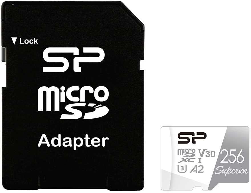 Флеш карта microSD 256Gb Silicon Power Superior Pro A2 microSDXC Class 10 UHS-I U3 Colorful 100/80 Mb/s (SD адаптер)