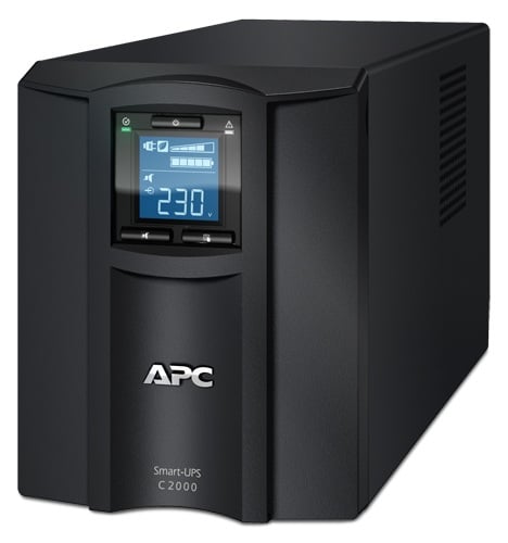 ИБП APC by SE - Smart-UPS C 2000 ВА/1300 Вт, Line-Interactive, in (230V 1xIEC-320 C20), 6xIEC-320 C13, 1xIEC-320 C19, Hot Swap User Replaceable Batteries, LCD, Tower, цвет чёрный, SMC2000I