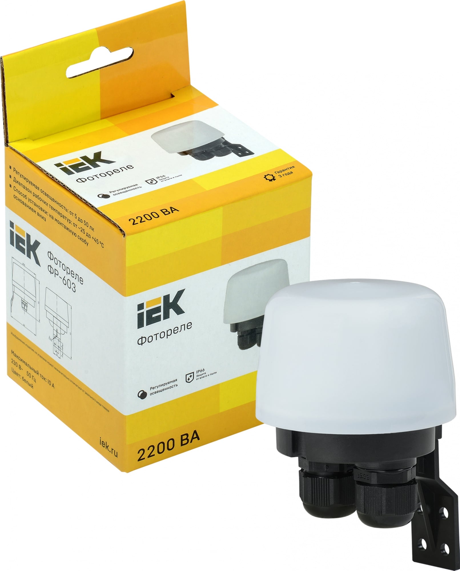 Фотореле ФР 603 2200ВА IP66 бел. IEK LFR20-603-2200-K01