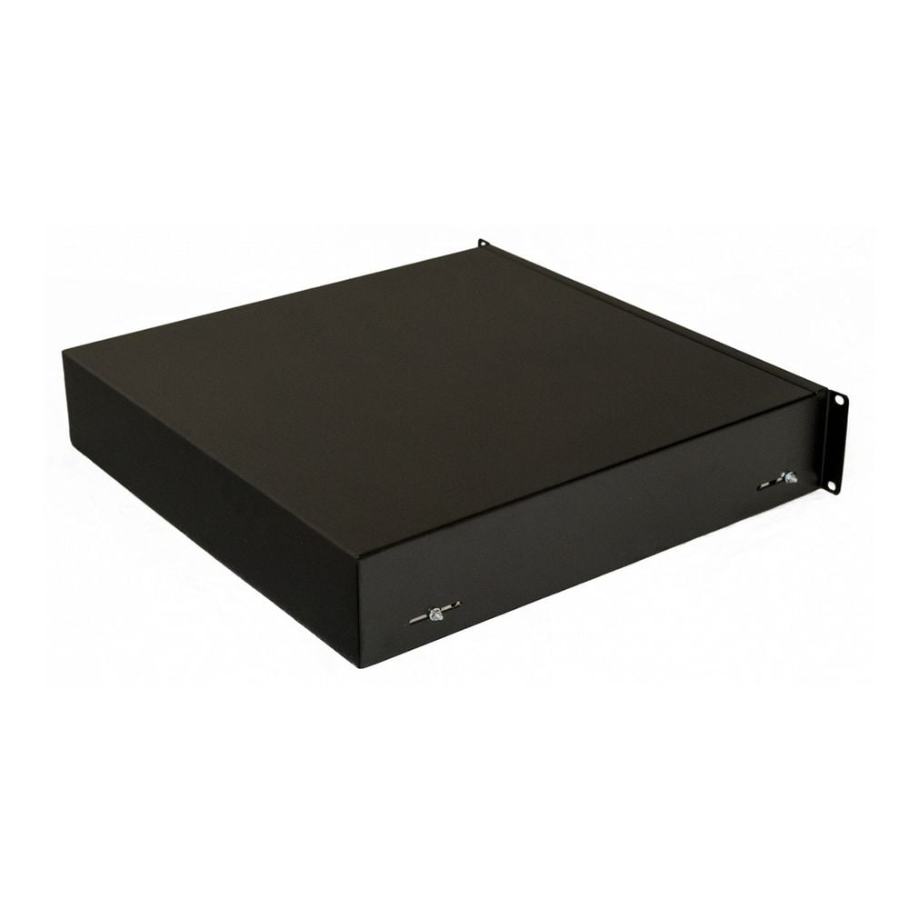 Полка Hyperline TDR3-2U-460-RAL9004 Полка (ящик) для документов с замком, 2U, 88х483х460мм (ВхШхГ), цвет черный (RAL9004)