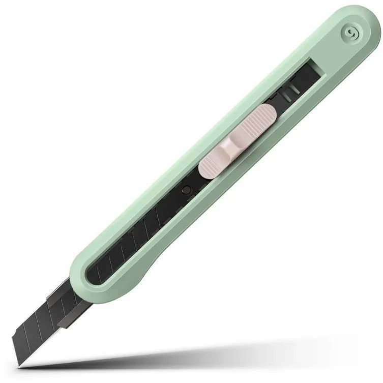 Нож канцелярский Deli NS063-SD-GREEN Nusign, ширина лезвия 9 мм, выдвижное лезвие фиксатор усиленный сталь зеленый