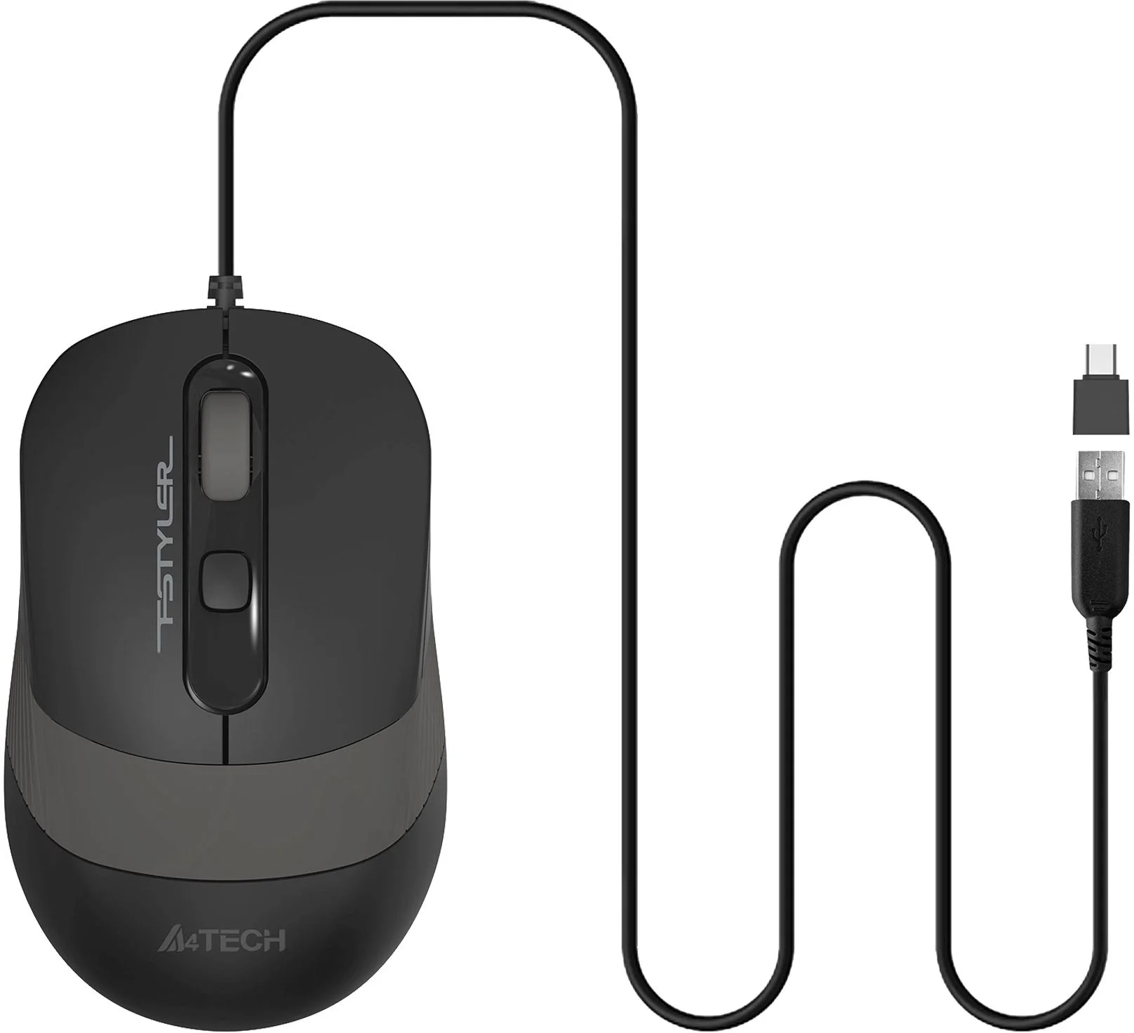 Мышь A4Tech Fstyler FM10ST серый/черный оптическая 1600dpi silent USB для ноутбука 3but (FM10ST GREY)