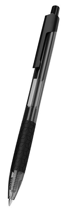 Ручка шариковая автоматическая Deli Arrow EQ01920 прозрачный/черный, d=0.7мм, черные чернила, резиновая манжета