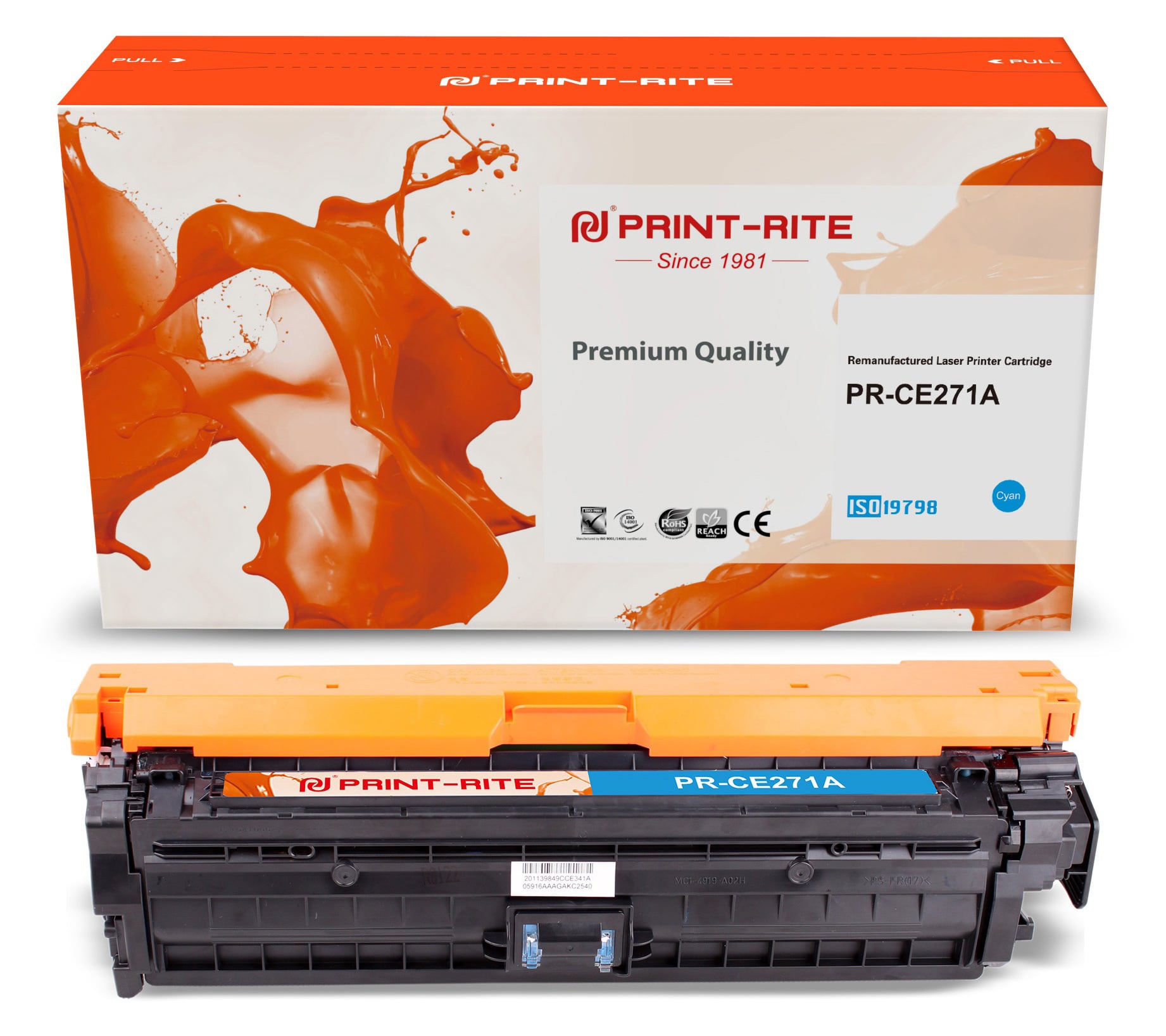 Картридж лазерный Print-Rite TRH864YPU1J PR-CE271A CE271A голубой (15000стр.) для HP  LJ Ent CP5525