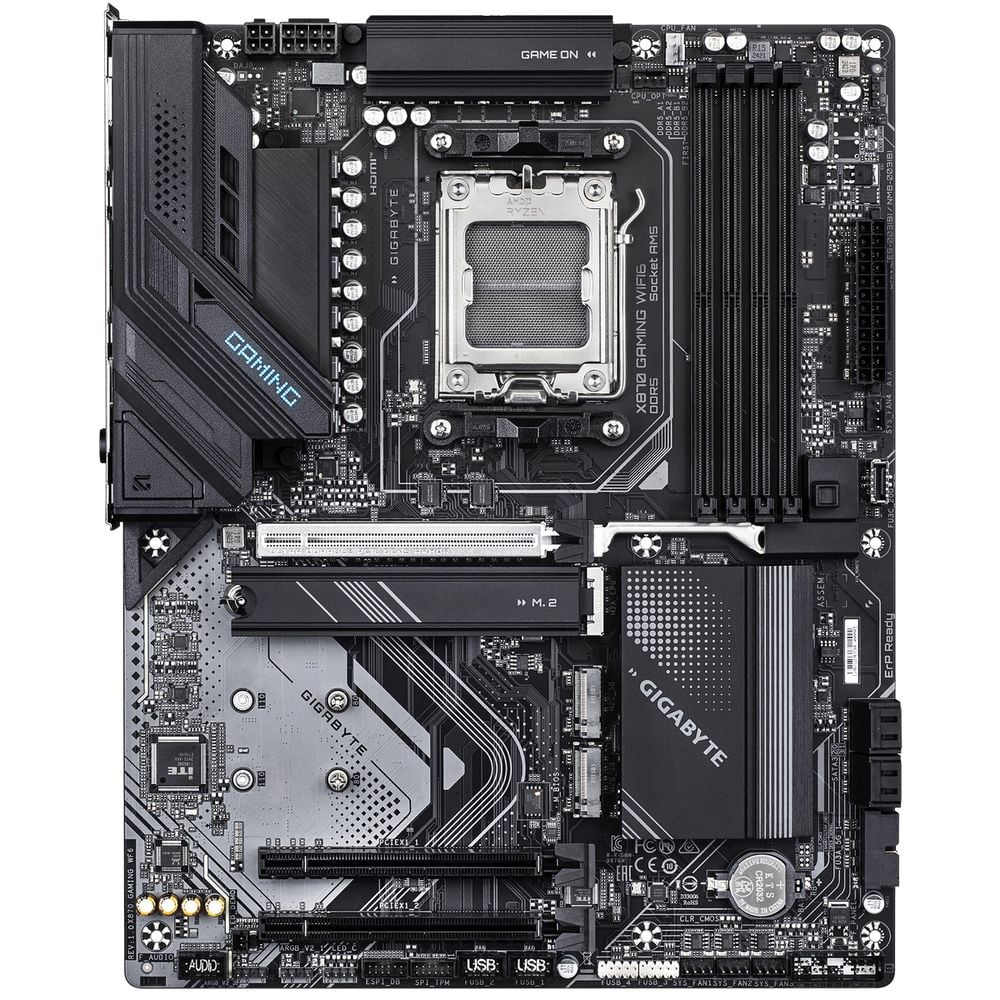 Материнская плата Gigabyte OEM X870 GAMING WIFI6, Socket AM5, AMD X870, 4xDDR5-5200, HDMI, 3xPCI-Ex16, 4xSATA3(RAID 0/1/10), 3xM.2, 8 Ch Audio, 1x2,5GLan, WIFI, (4+4)xUSB2.0, (4+2)xUSB3.2, (2+1)xUSB Type-C™, ATX, RTL