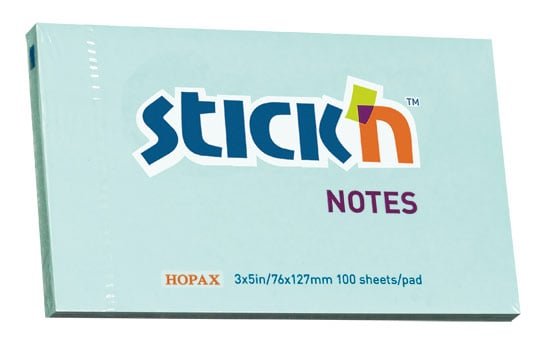 Блок самоклеящийся бумажный Stick`n 21155 76x127мм 100лист. 70г/м2  пастель  голубой