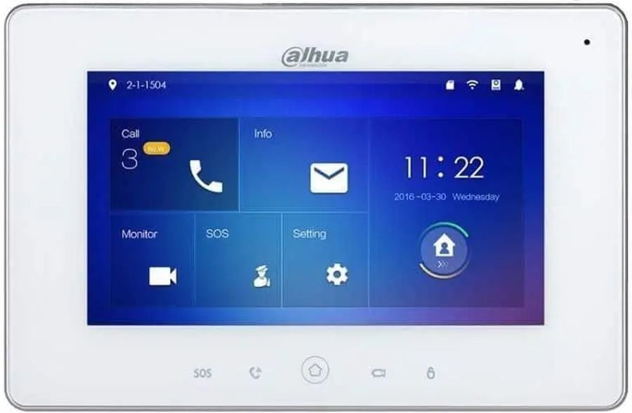 IP-монитор Dahua DHI-VTH5221DW-S2 оборудован сенсорным 7" экраном с разрешением 1024 х 600 и обеспечивает аудио/видео связь, открытие замка, звонки между абонентами, запись видео и скриншотов.

Устройство обладает встроенным Wi-Fi. Цвет корпуса - белый. Питание: DC12V и PoE 802.af.

IP домофония Dahua позволяет контролировать до 20 вызывных панелей и до 5 дополнительных мониторов. К системе можно добавить до 16 IP камер Dahua.