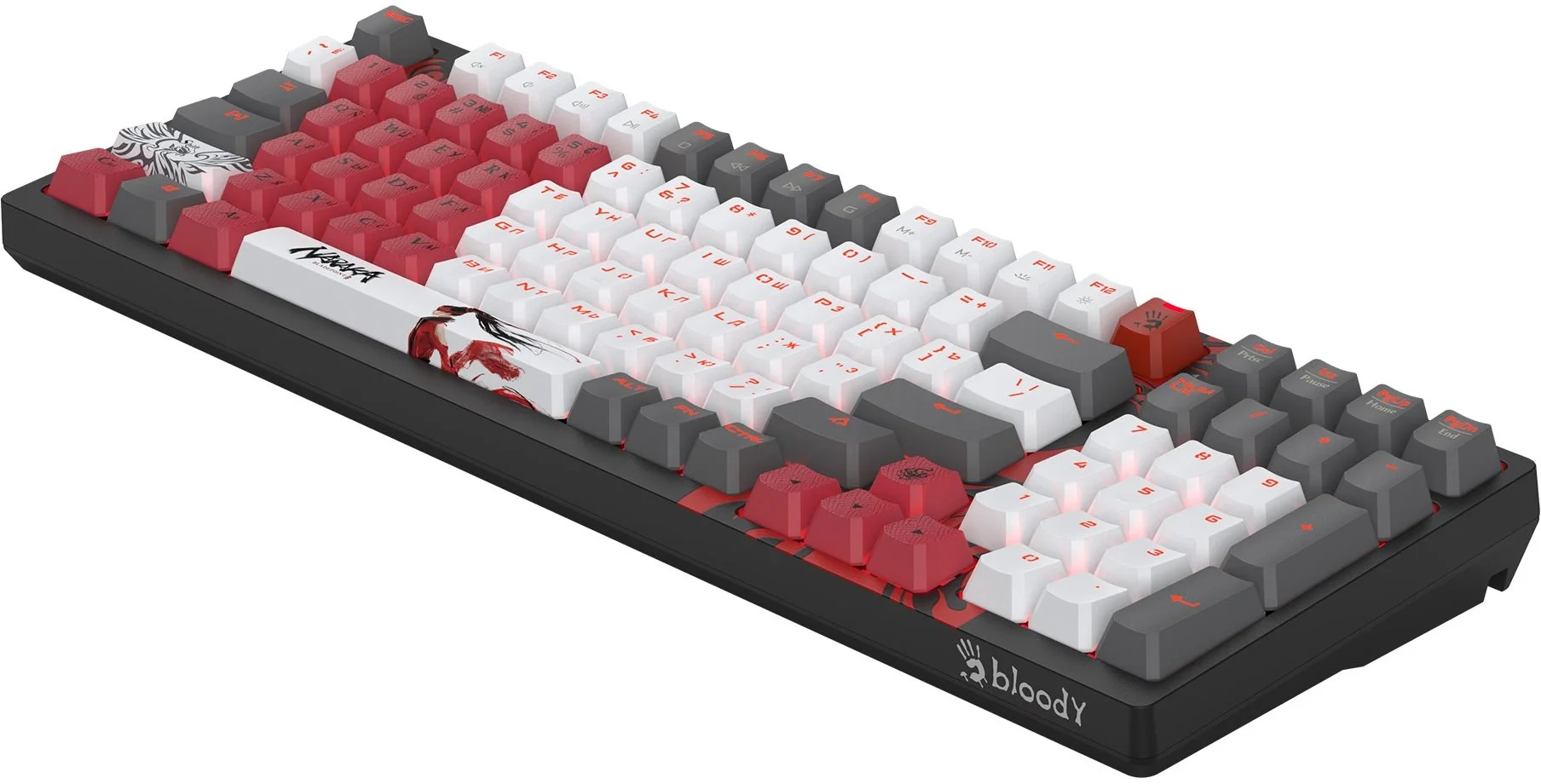 <114259> Клавиатура проводная A4Tech Bloody S98 Naraka BLMS Plus (маханика BLMS Red Plus, RGB) + 12 шт красных BLMS свитчей [S98 NARAKA BLMS RED PLUS]