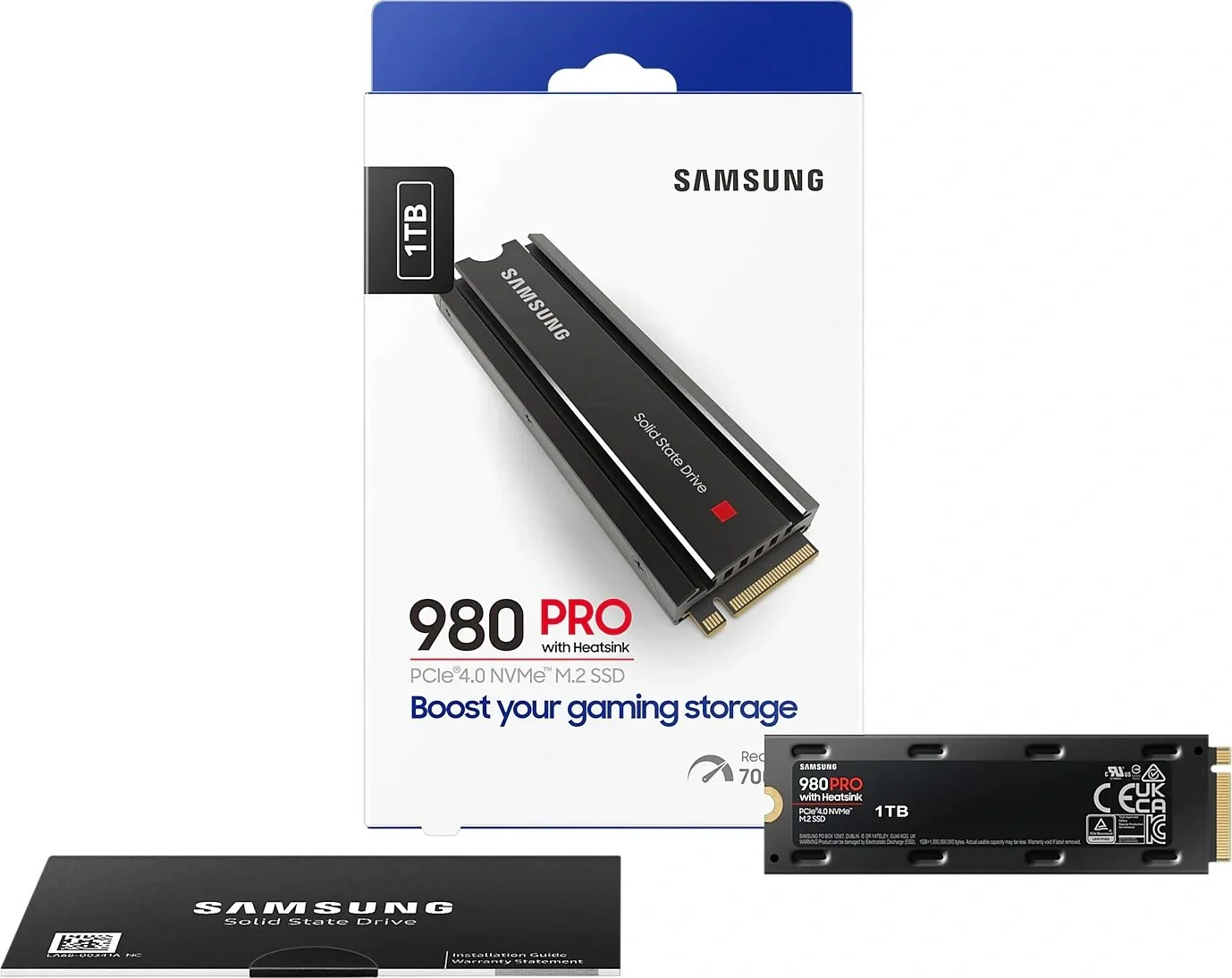 Твердотельный диск 1TB Samsung 980 PRO, M.2, PCI-E 4.0 x4, TLC 3D NAND [R/W - 7000/5000 MB/s] with Heatsink