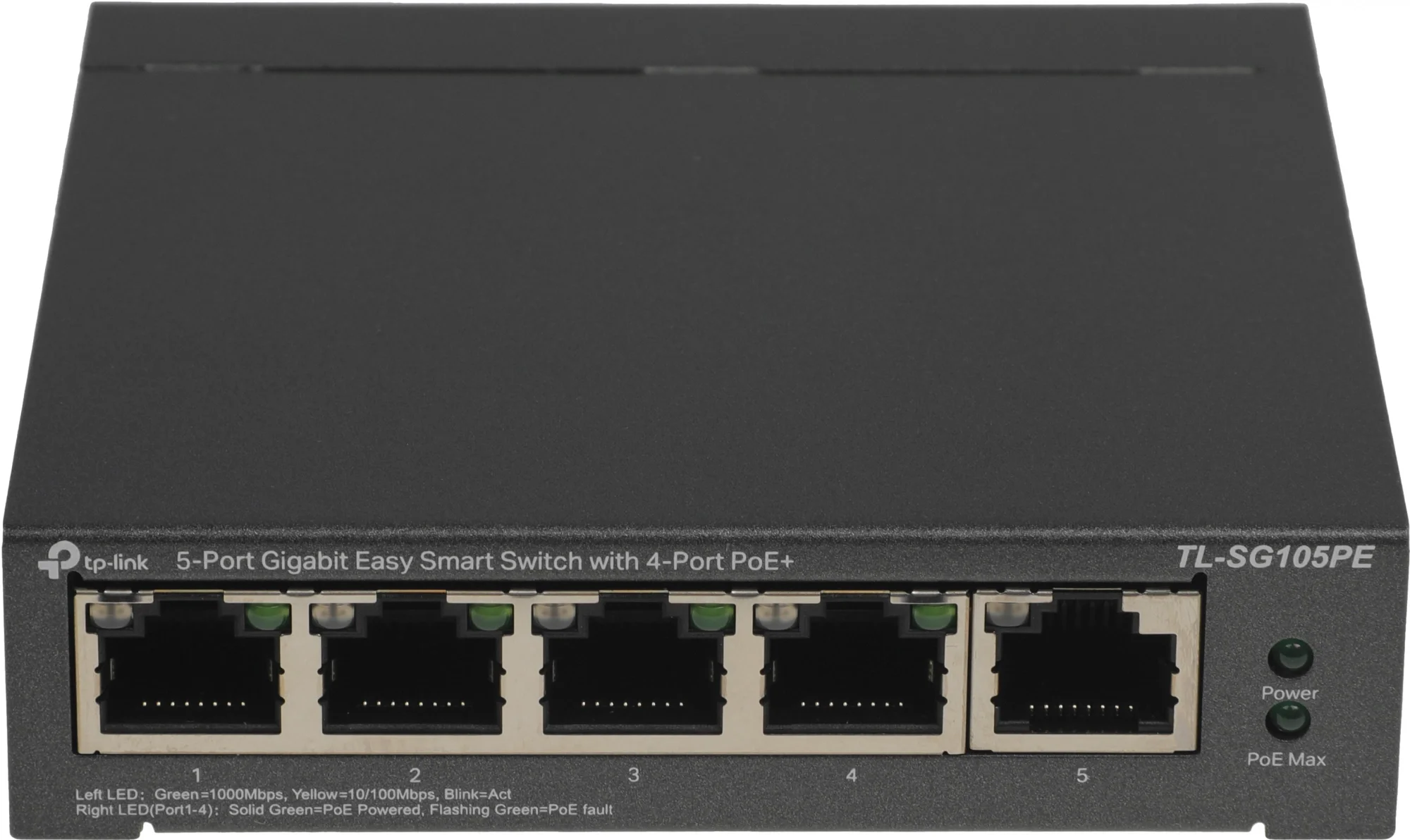 Коммутатор TP-Link TL-SG105PE, настраиваемый, 4×1GbE PoE+, 1×1GbE, PoE 65W