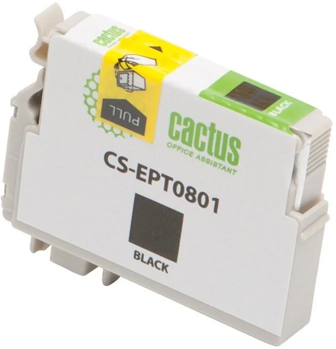 Картридж струйный Cactus CS-EPT0801 T0801 черный (13.0мл) для Epson Stylus PhotoP50/PX650/PX660/PX700/PX700W/PX710/PX710W/PX720/PX720WD/PX800/PX800FW/PX810/PX810FW/PX820/PX820FWD/R265/R285/R360/RX560/RX585/RX685 с чипом