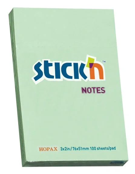 Блок самоклеящийся Stick'n 21147, 51x76мм, 100л., зеленый