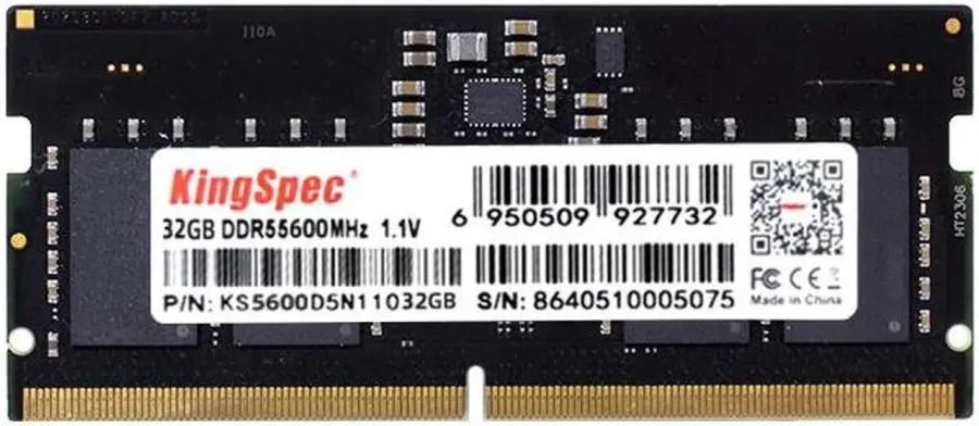 Оперативная Память DDR5 32GB 5600MHz Kingspec KS5600D5N11032G RTL PC5-41600 CL40 SO-DIMM 288-pin 1.1В single rank Ret