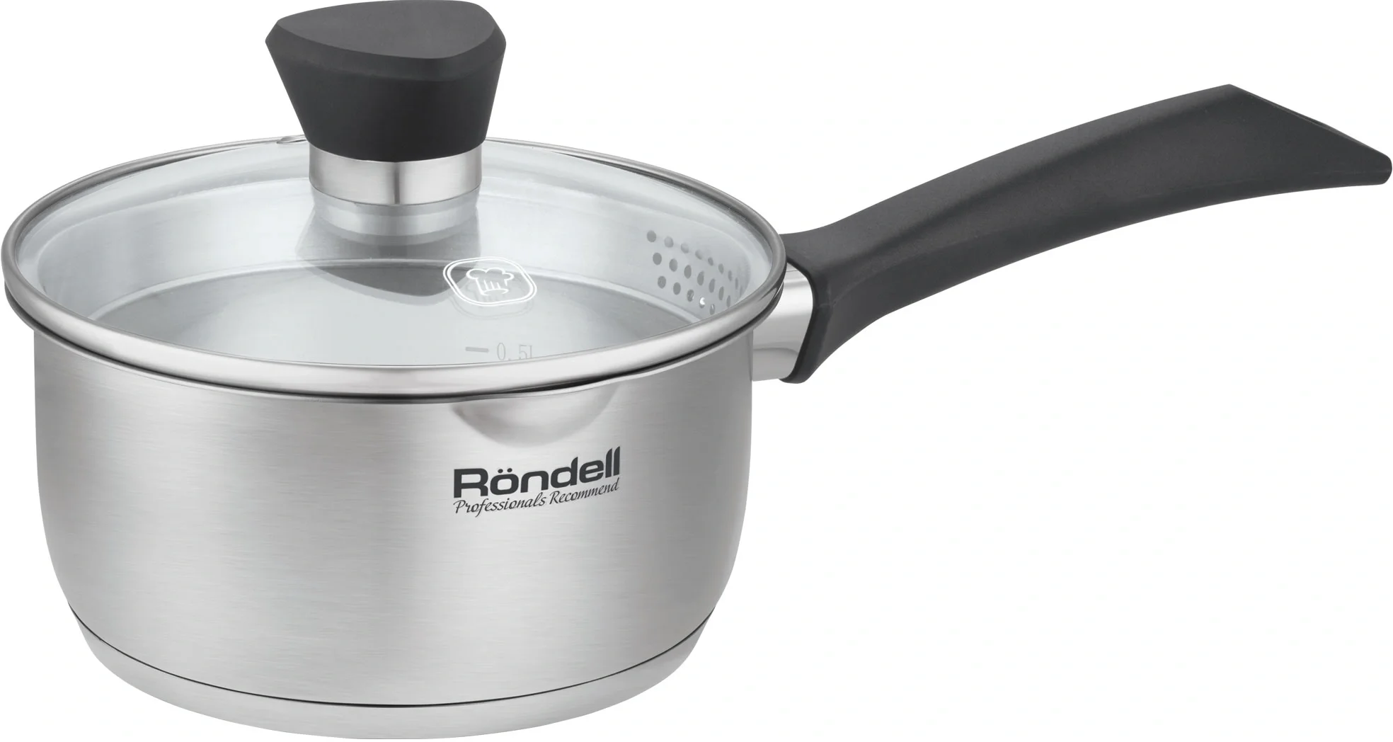 Ковш Rondell Strike Grey Ultra RDS-1946 1.3л.  d=16см  (с  крышкой) стальной