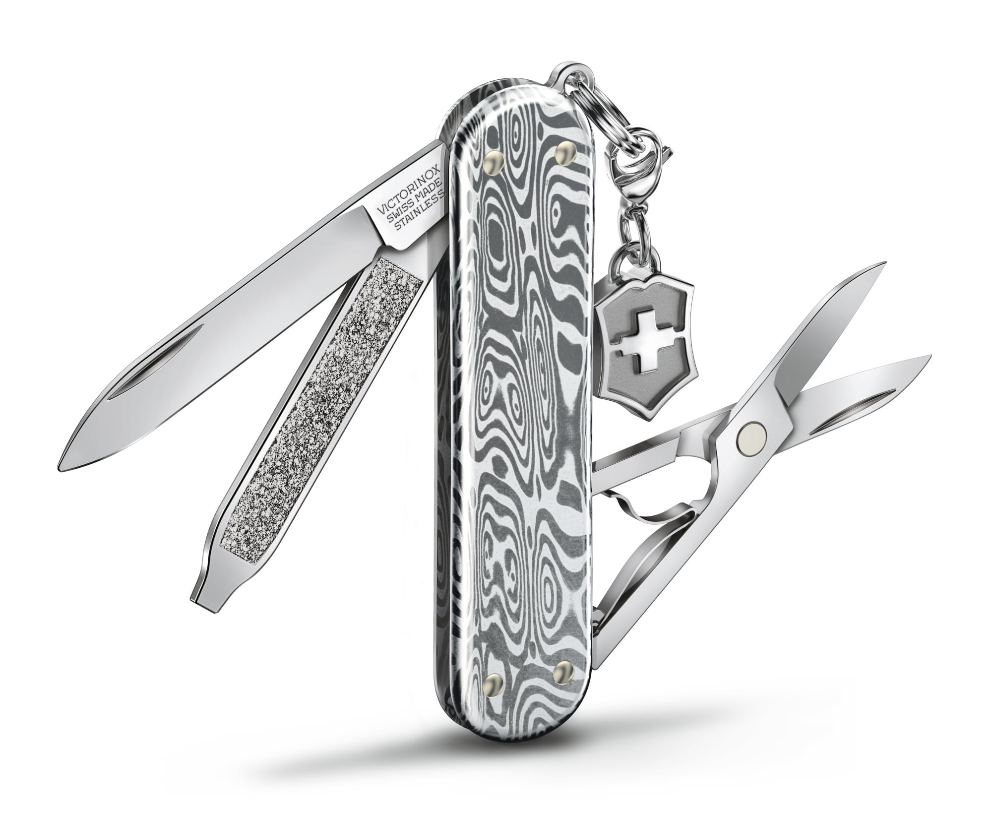 Складной нож Victorinox Classic Brilliant Damast, функций: 5, 58мм, серебристый , коробка подарочная [0.6221.34]