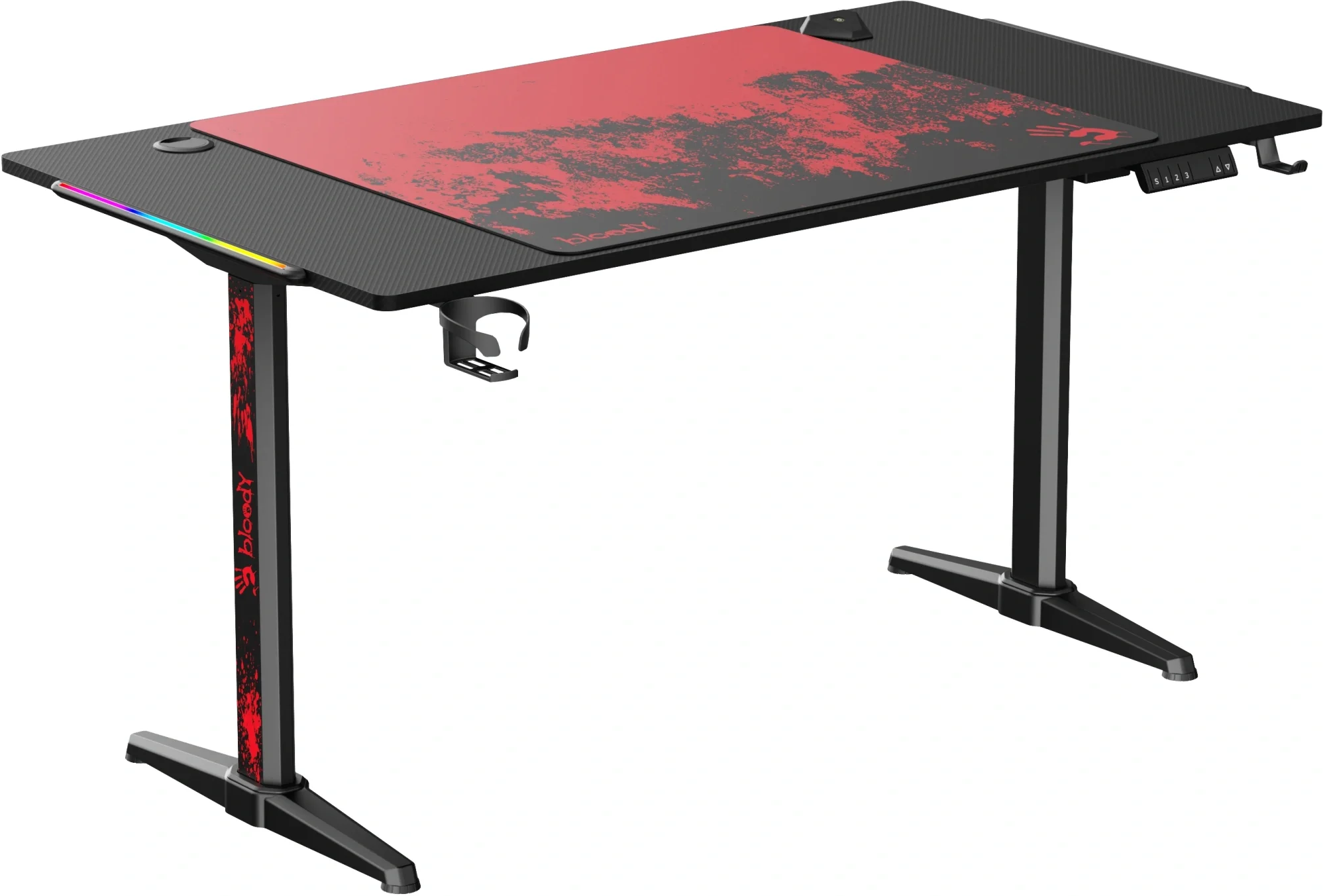 Стол игровой Bloody BD-TB301 электропривод, столешница ЛДСП, карбон, каркас черный 140x80 см