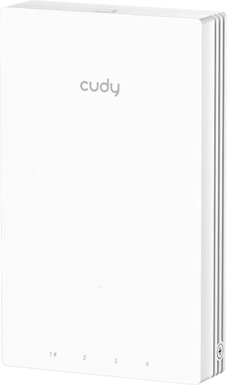 Точка доступа Wi-Fi CUDY AX3000 Gigabit Wall-Plate Wi-Fi 6 Access Point AX3000 Dual Band Wi-Fi 6 Wall Plate Access Point, Chipset MT7981+MT7531AE+MT7976CN, 802.11ax/ac/a/b/g/n, 2402Mbps at 5GHz + 574Mbps at 2.4GHz, 1 x Gigabit PoE-IN Port, 802.3af / at, 4 x Gigabit RJ45 ports, LAN1 support PoE Out, Cudy Mesh Support (AP3000 Wall)