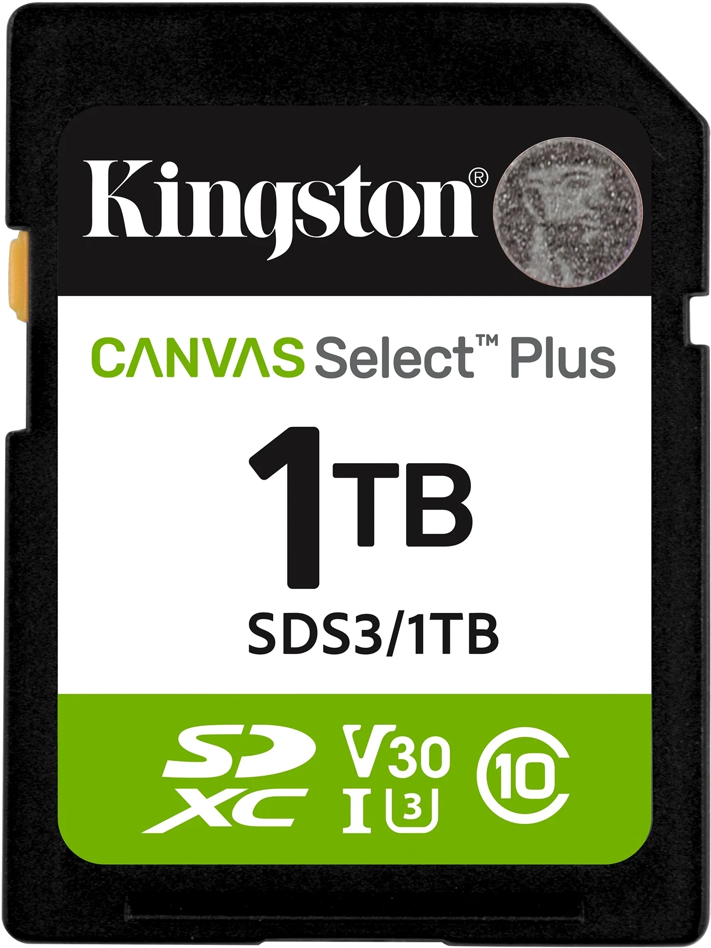 Карта памяти Kingston - Canvas Select Plus, SDXC, read speed 150Mb/s, UHS-I Class 3, V30, Class 10, 1TB, SDS3/1TB