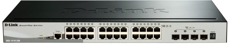 Коммутатор D-Link DGS-1510-28X/A1A (L2+) 24x1Гбит/с 4SFP+ управляемый