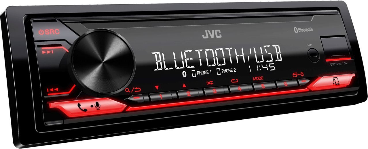 Автомагнитола JVC KD-X182BT, 1 DIN, Bluetooth, USB Type-A, AUX, съёмная панель