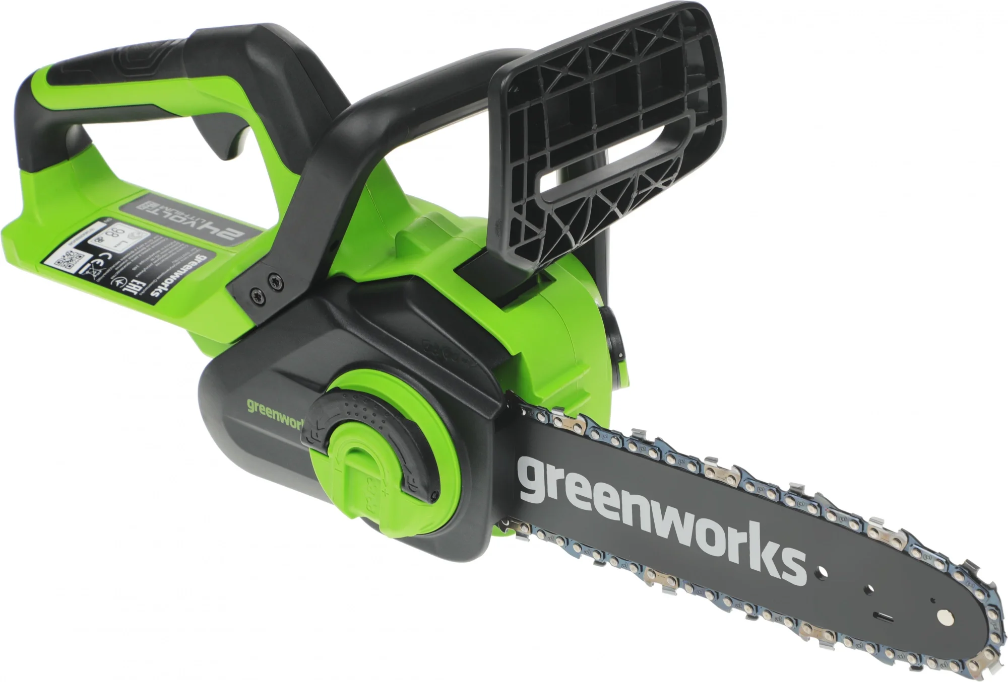 Пила цепная Greenworks 2007707UB, аккумуляторная, 24V, 25 см, с АКБ 4А·ч
