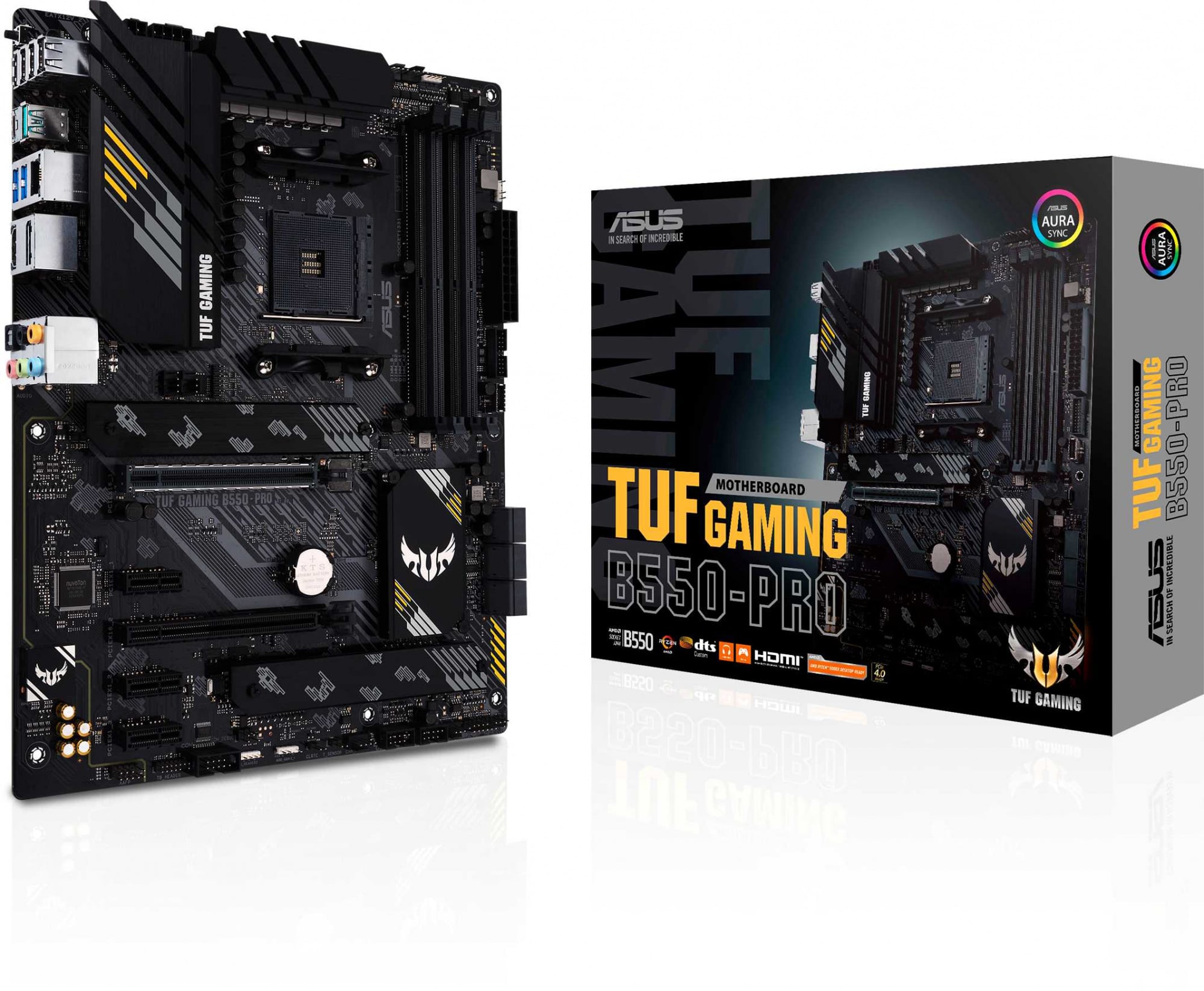 ASUS TUF GAMING B550-PRO (Socket AM4, ATX, 4xDDR4(128GB), DP/HDMI, 1xPCIe 4.0x16/1xPCIe 3.0x16/3xPCIe 3.0, 1xLAN (2.5GbE), 6xSATA 6Gb/s, 2xM.2, 1xUSB-C, 3xUSB 3.2, 4xUSB 2.0)