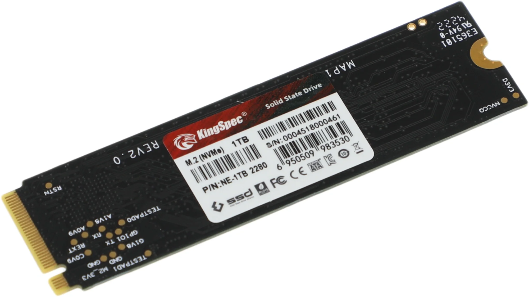 Твердотельный накопитель SSD M.2 1000 Gb Kingspec NE Series Read 2400Mb/s Write 1900Mb/s 3D TLC NE-1TB 2280