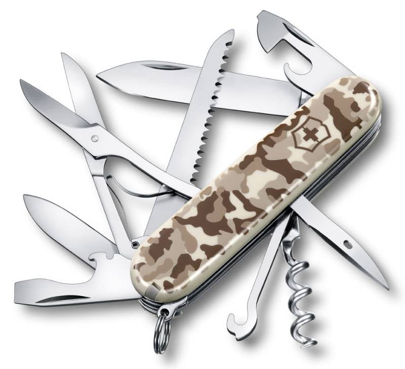 Складной нож Victorinox Huntsman, функций: 15, 91мм, камуфляж пустыни , коробка картонная [1.3713.941]