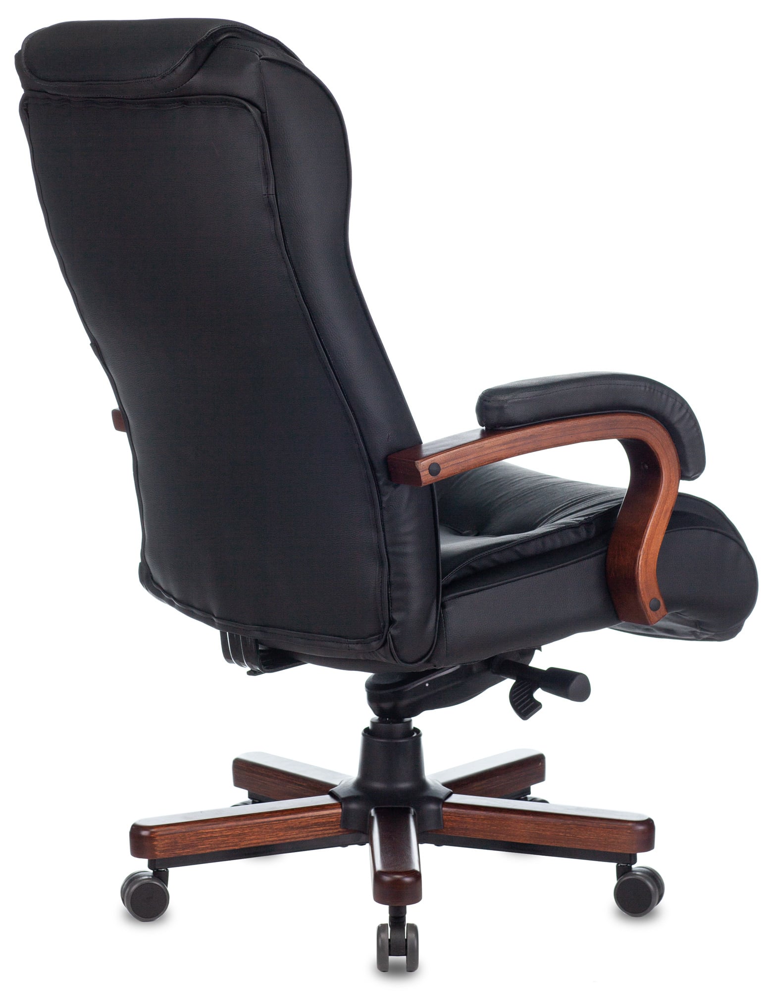 T-9926WALNUT/BLACK  Кресло руководителя Бюрократ T-9926WALNUT  черный  кожа  крестов. металл/дерево